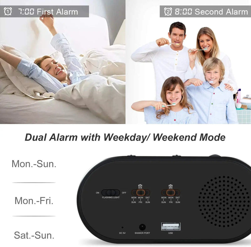 salelink.co.nz Unbranded Super Loud Alarm Clock with Bed Shaker Super Loud Alarm Clock with Bed Shaker | Action Outdoors NZ