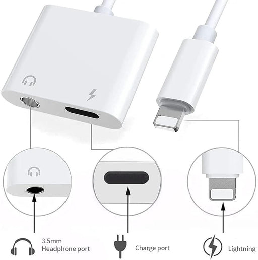 salelink.co.nz Unbranded 2 in 1 Dual Lightning Audio Charge Adapter 2 In 1 Lightning Audio Charger Adapter For iPhone