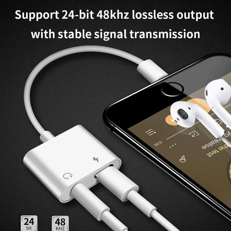 salelink.co.nz Unbranded 2 in 1 Dual Lightning Audio Charge Adapter 2 In 1 Lightning Audio Charger Adapter For iPhone