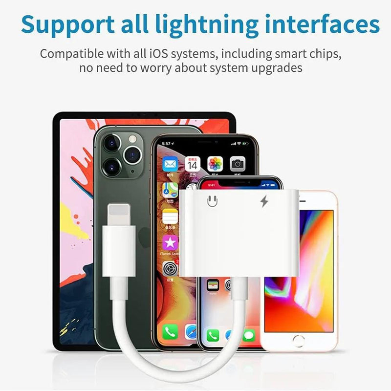salelink.co.nz Unbranded 2 in 1 Dual Lightning Audio Charge Adapter 2 In 1 Lightning Audio Charger Adapter For iPhone