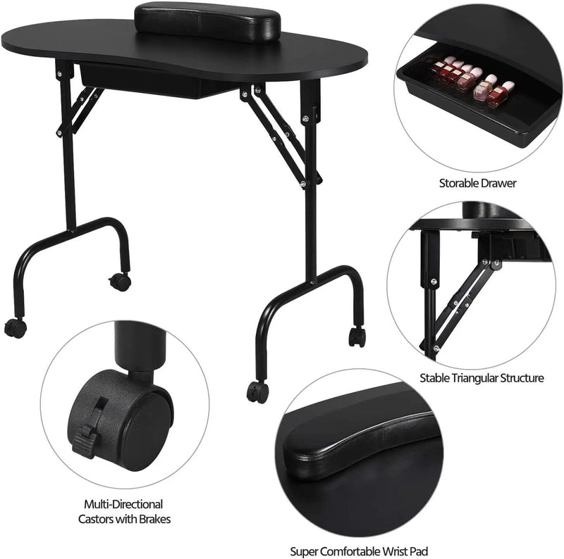 salelink.co.nz Unbranded Folding Manicure Table Black Folding Manicure Table Black | Action Outdoors NZ