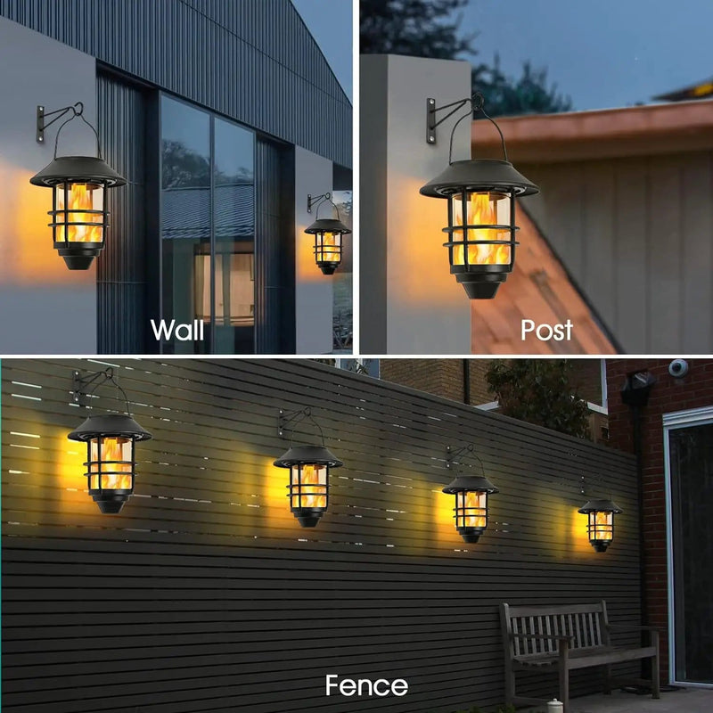 salelink.co.nz Unbranded 2Pcs Solar Outdoor Hanging Lantern 2 Pack Solar Outdoor Hanging Lanterns Flicker Flames