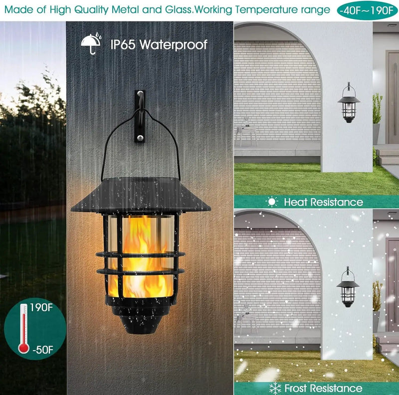 salelink.co.nz Unbranded 2Pcs Solar Outdoor Hanging Lantern 2 Pack Solar Outdoor Hanging Lanterns Flicker Flames