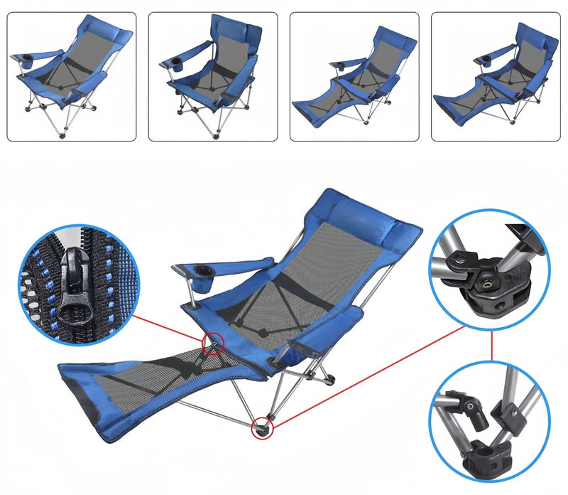 salelink.co.nz Unbranded Reclining Camping Chair with Footrest Reclining Camping Chair with Footrest | Action Outdoors NZ