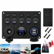 5-Gang Multi-Functional Rocker Switch Panel With Dual USB Charger – view 1