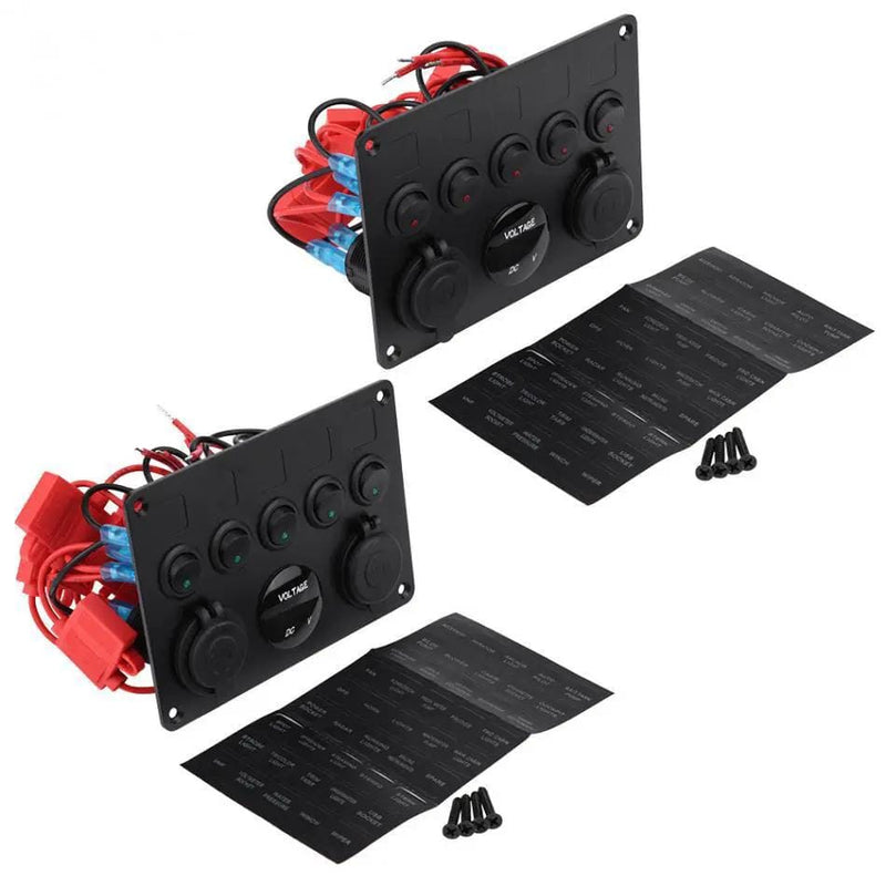 5-Gang Multi-Functional Rocker Switch Panel With Dual USB Charger – view 3