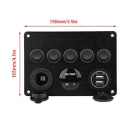 5-Gang Multi-Functional Rocker Switch Panel With Dual USB Charger – view 5
