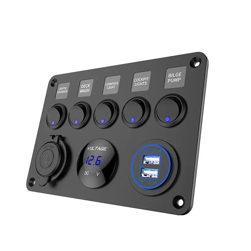 5-Gang Multi-Functional Rocker Switch Panel With Dual USB Charger – view 7