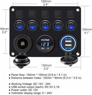 5-Gang Multi-Functional Rocker Switch Panel With Dual USB Charger – view 13