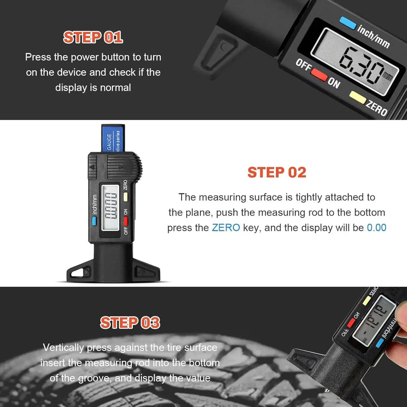 Tyre Tread Depth Gauge Portable Tread Depth Tester – view 3