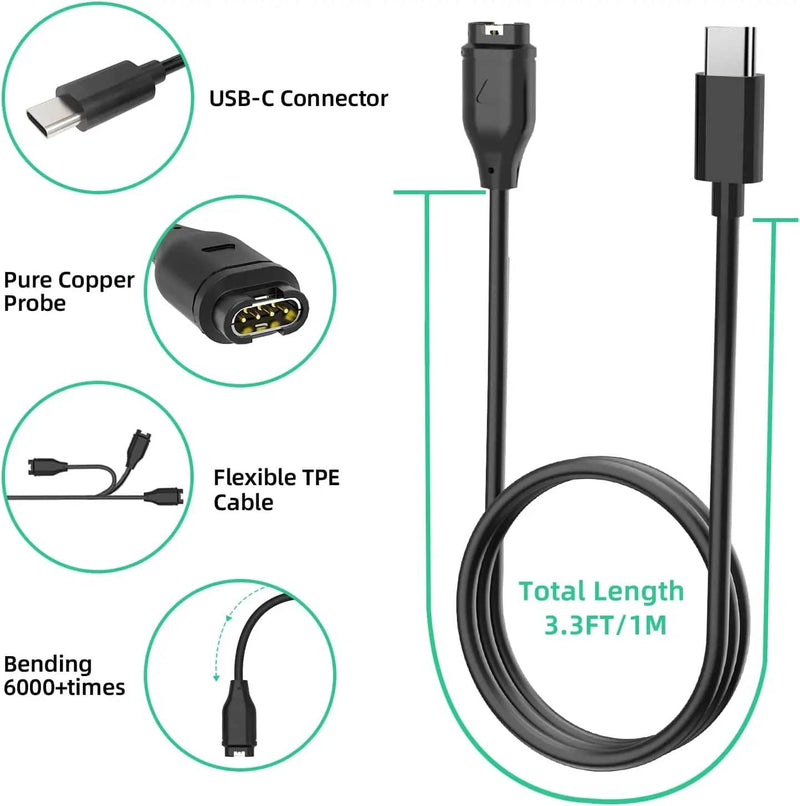 salelink.co.nz Unbranded USB C Garmin Watch Charger Cable USB C Garmin Watch Charger Cable | Action Outdoors NZ