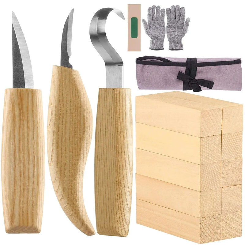 salelink.co.nz Unbranded 17pcs Wood Carving Set 17 Piece Wood Carving Set With Wood Blocks