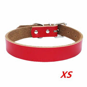 Red Genuine Cow Leather Dog Collar XS With Full Buckle – view 2