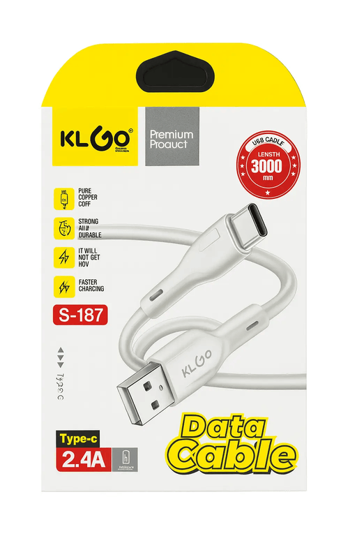 Nest And Stem Homewares Frankly Cotton KLGO White USB Cable 3m Fast Charge – view 1