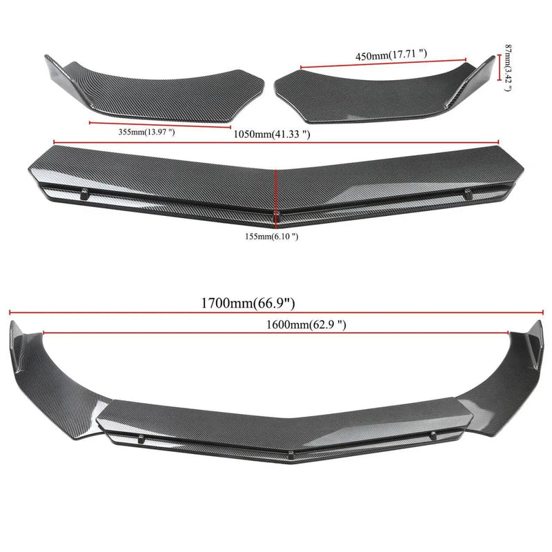 Universal Car Front Bumper Protector Lip Body Spoiler Splitter Kit – view 3