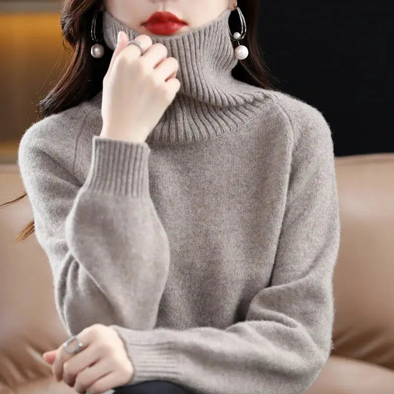 Women's 100% Merino Wool High Neck Sweater Top – view 9