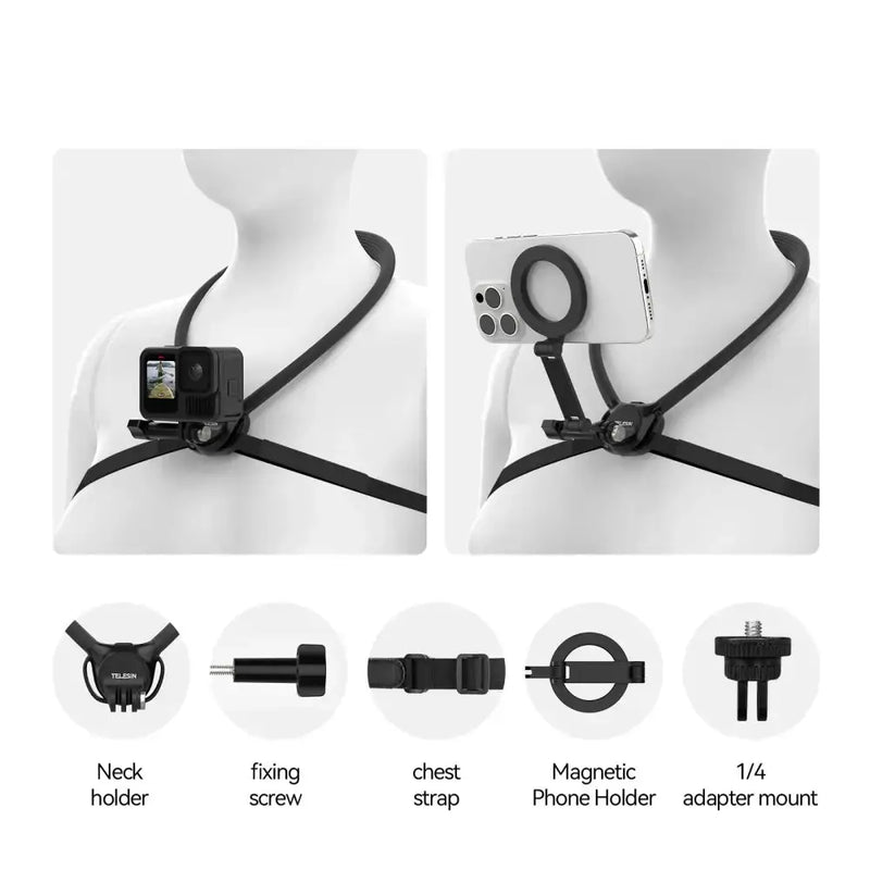 Habicare 9eight5 2-in-1 Action Camera Neck Mount 2 In 1 Action Camera Neck Mount For Hands Free Filming