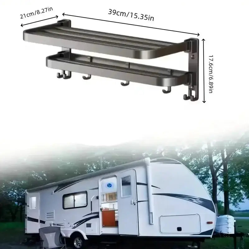 Habicare SS 2-Layer Foldable RV Wall-Mount Towel Rack (different sizes available) 2 Layer Foldable RV Wall Mount Towel Rack