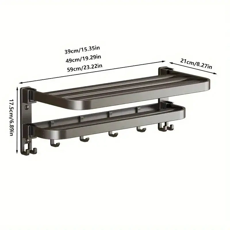Habicare SS 2-Layer Foldable RV Wall-Mount Towel Rack (different sizes available) 2 Layer Foldable RV Wall Mount Towel Rack