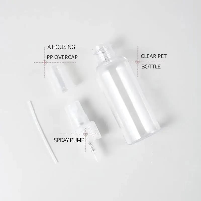 20 x 100 ml Clear Plastic Bottle with Fine Mist Spray Atomiser & Cap – view 5
