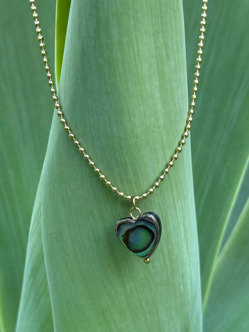 Tahana Jewellery Pāua Gold Heart Necklace Pāua Gold Heart Necklace