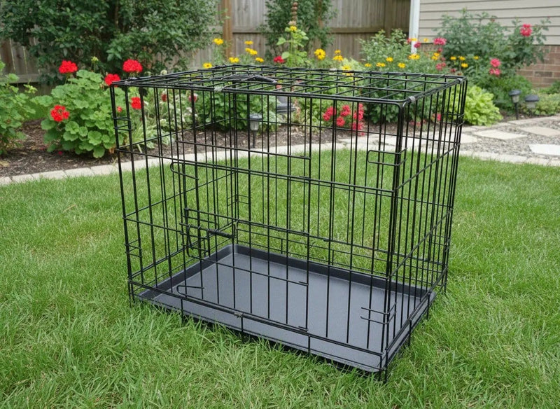 Pet Cage - 60cm Wide Collapsible Metal Pet Cage Black – view 1