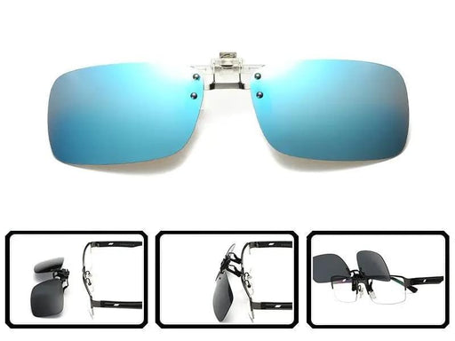 dealonline.co.nz dealonlinenz Polarized Sunglasses Clip - BLUE Polarized Clip On Sunglasses For Glasses Blue Lenses