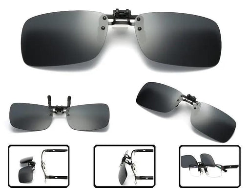 dealonline.co.nz dealonlinenz Polarized Sunglasses Clip - BLACK Polarized Clip On Sunglasses For Regular Glasses UV400