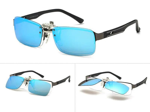 dealonline.co.nz dealonlinenz Polarized Sunglasses Clip - BLUE Polarized Clip On Sunglasses For Glasses Blue Lenses