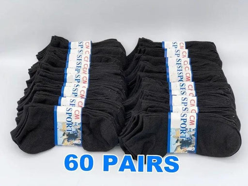 (60 Pairs) Thin Ankle Socks - BLACK - M7-11/ W8-12 – view 1