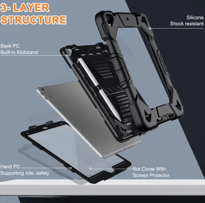 Rugged iPad 10.2 Case (7th/8th/9th Gen) – Shockproof Cover, Stand & Pencil Holder – view 6