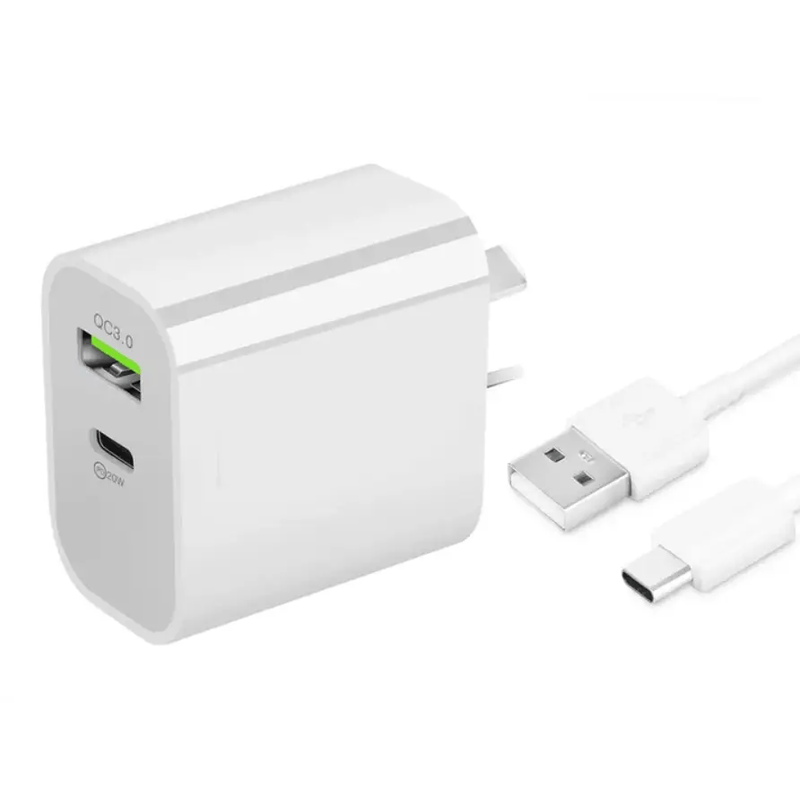 techplus 20W Fast Wall Charger – USB-C PD Charger with Type-C Cable TechPlus 20W USB C PD Fast Wall Charger With Cable