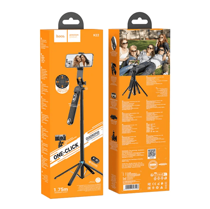 Hoco Premium Bluetooth Selfie Stick 1.75m Quadpod Stand (K22) – view 9