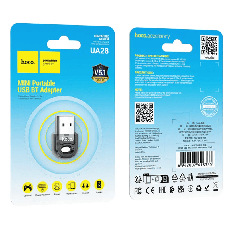 Hoco USB Bluetooth Receiver Adaptor Wireless Dongle (UA28) – view 9