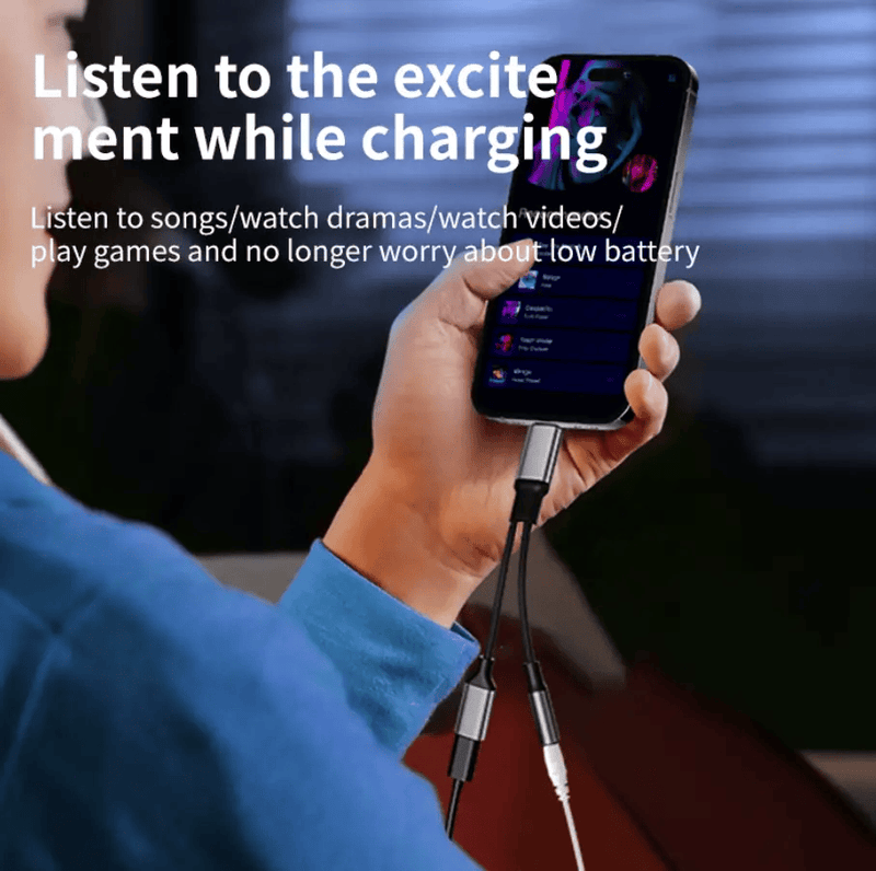 Dual-Port USB-C Adapter Cable with PD Fast Charging & 2-in-1 Type-C Audio Support – view 4