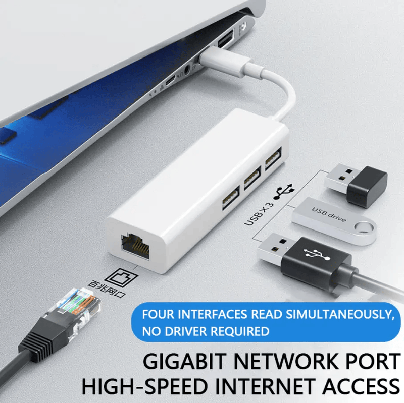 USB 3.0 Type-C Multi-Port Network Card Hub with 100Mbps Ethernet Extender – view 2