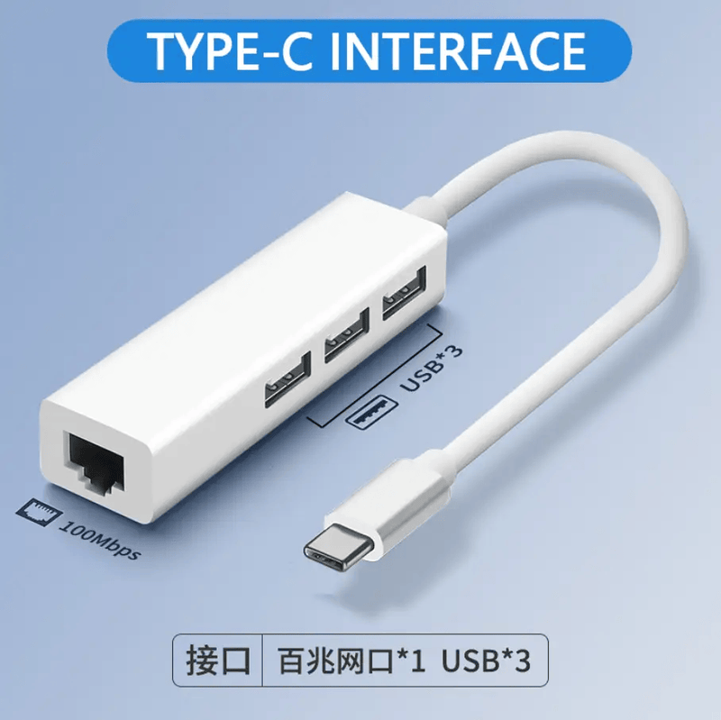 USB 3.0 Type-C Multi-Port Network Card Hub with 100Mbps Ethernet Extender – view 3