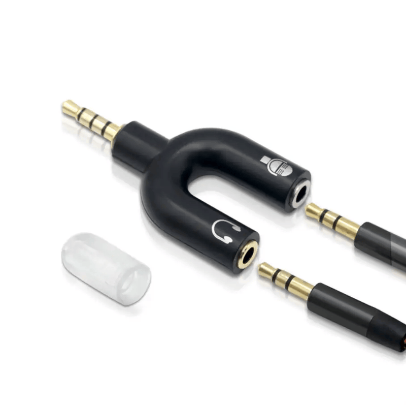 U-Type Dual 3.5mm Headphone Audio Splitter Adapter for Mobile Phone & Headset – view 1