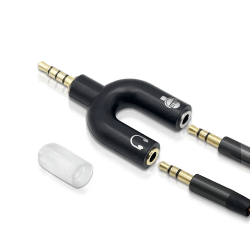 U-Type Dual 3.5mm Headphone Audio Splitter Adapter for Mobile Phone & Headset – view 1