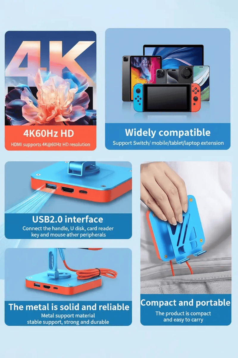 Nintendo Switch Stand USB-C Hub with 4K HDMI & 100W PD Charging – view 8