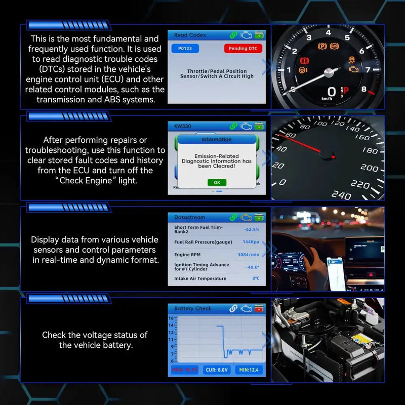 Car Diagnostic Scanner with Battery Test, Fault Code Reader & Real-Time Data Display – view 5