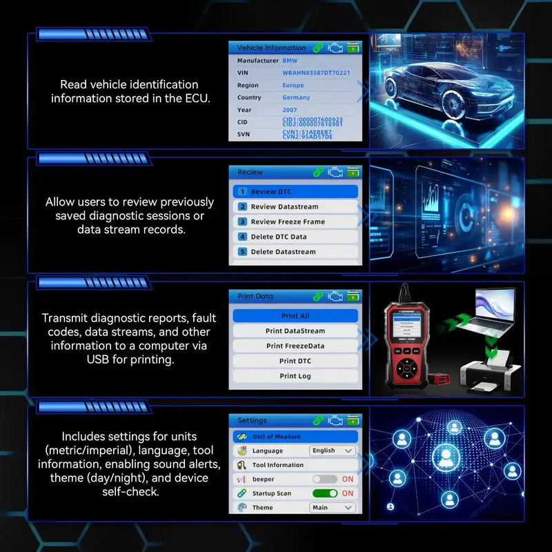 Car Diagnostic Scanner with Battery Test, Fault Code Reader & Real-Time Data Display – view 8