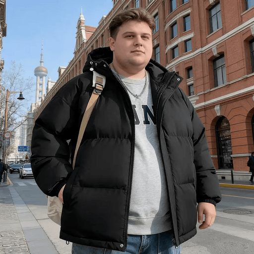 dealonline.co.nz dealonline.co.nz Men's Winter Jacket Black XL - 4XL Mens Black Hooded Puffer Jacket Oversized XL To 4XL