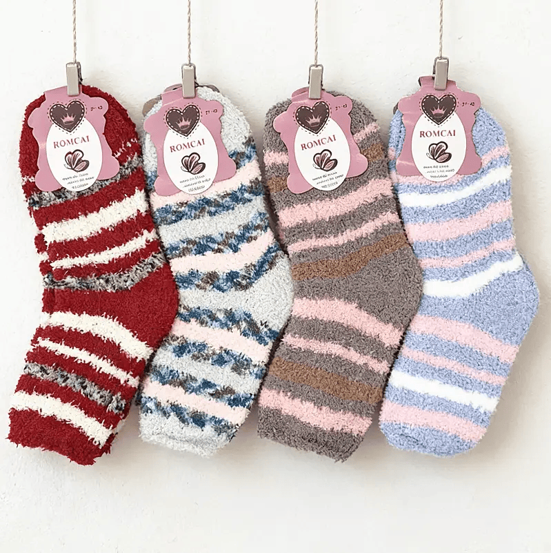 Soft & Warm Fleece Socks (12 pairs) Plush Slipper Sock Winter Fluffy Microfiber – view 1