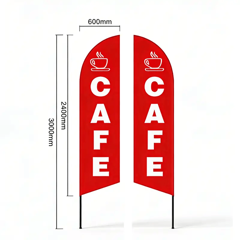 'CAFE-RED' 3.4m Sign Commercial Feather Banner Flag