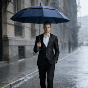 Navy Double-Canopy Umbrella Windproof 150CM Large Auto-Open +Cover – view 1