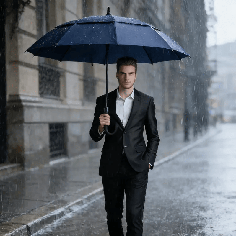 Navy Double-Canopy Umbrella Windproof 150CM Large Auto-Open +Cover – view 1