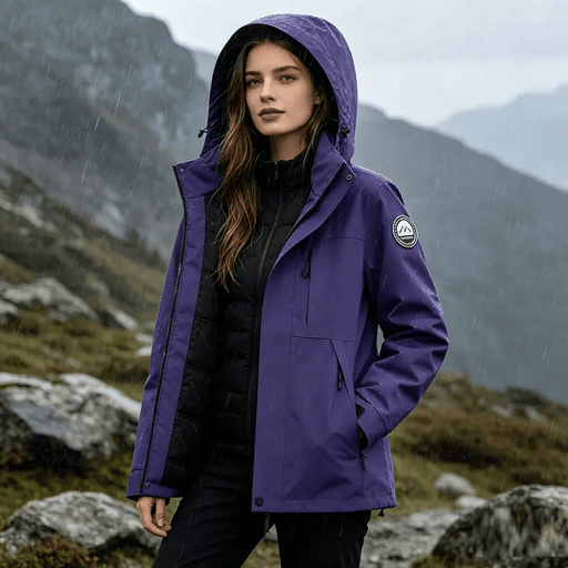 Thickened Lined Heated Jacket Waterproof Purple – view 2