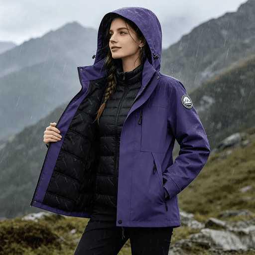 Thickened Lined Heated Jacket Waterproof Purple – view 1