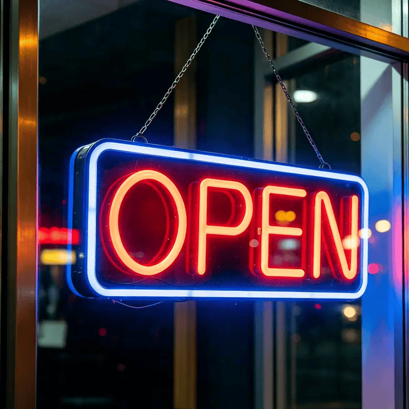 Large OPEN Sign Neon LED Flashing & Remote Control 55CM – view 1